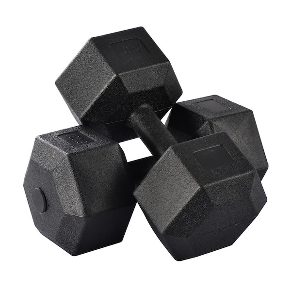 Total 58 lbs. Black Adjustable Vinyl Dumbbell Set with Non-Slip Handle, Pair