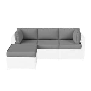 25.6 in. x 25.6 in. x 4 in. (9-Piece) Deep Seating Outdoor Sectional Cushion Grey