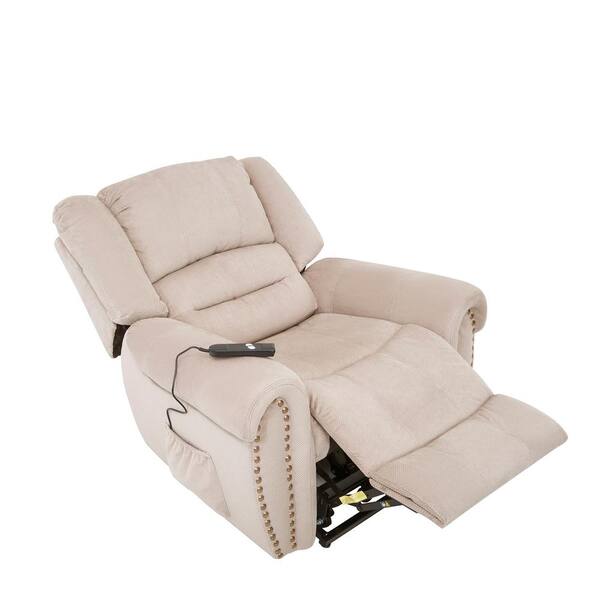 Merax 39 In Width Big And Tall Beige Velvet Power Reclining Recliner Sk000016aad The Home Depot Merax 39 In Width Big And Tall Beige, Power Recliner Chair With Remote