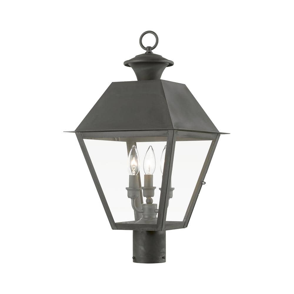 Helmsdale 22 in. 3-Light Charcoal Cast Brass Hardwired Outdoor Rust Resistant Post Light with No Bulbs Included price history on PriceWatchPro