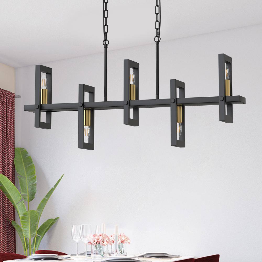 5-Light Black Linear Island Pendant Hanging Light Modern Farmhouse Chandelier Light for Kitchen Dining Room Restaurant price history on PriceWatchPro
