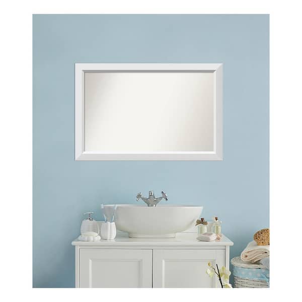 Amanti Art Blanco White 38.25 in. x 25.25 in. Custom Non-Beveled Wood Framed Bathroom Vanity Wall Mirror
