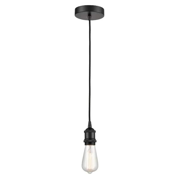 Edison 60-Watt 1-Light Matte Black Standard Mini Pendant Light