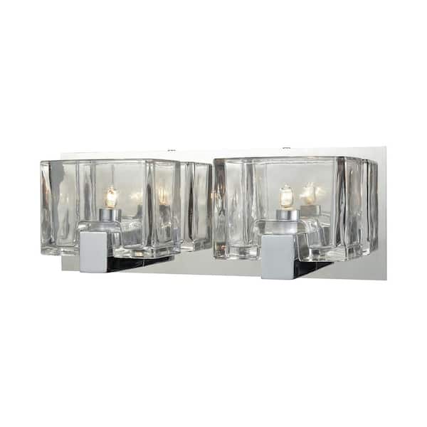Titan Lighting Ridgecrest 2-Light Polished Chrome with Clear Cast Glass Bath Light