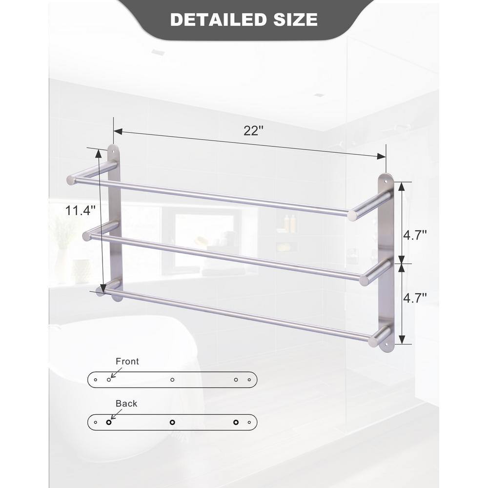 24 in. Brushed Nickel 3-Tier Wall Mounted Towel Rack