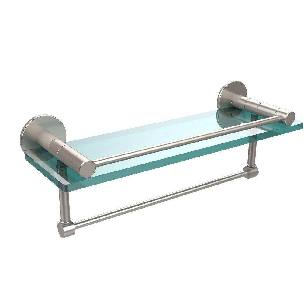Allied Brass Fresno 16 in. L x in. H x in. W Clear Glass Bathroom Shelf  with Vanity Rail and Towel Bar in Satin Nickel FR-1/16GTB-SN The Home  Depot