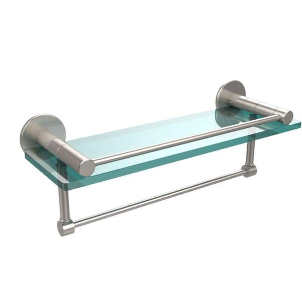 Allied Brass Fresno 16 in. L x in. H x in. W Clear Glass Bathroom Shelf  with Vanity Rail and Towel Bar in Satin Nickel FR-1/16GTB-SN The Home  Depot