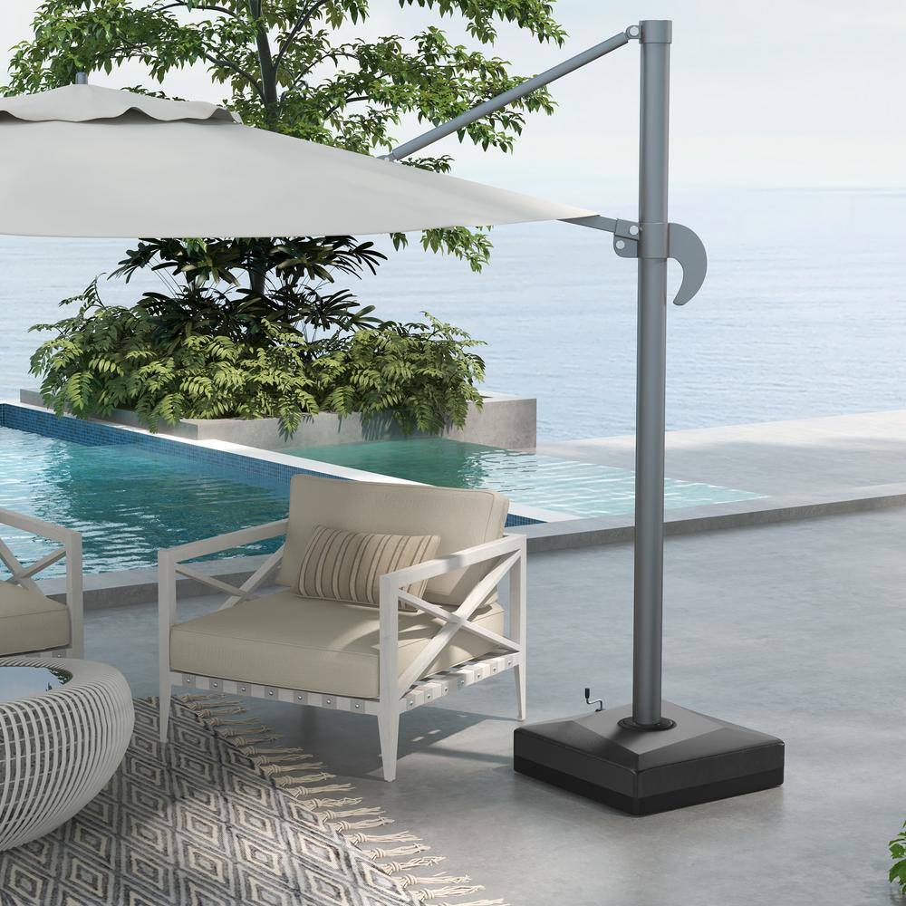 Black Plastic Cantilever Umbrella Base with Wheels