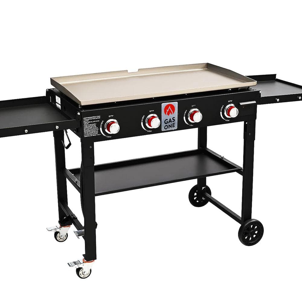 Flat Top Portable Propane Grill 36 in. with Foldable Legs in Black