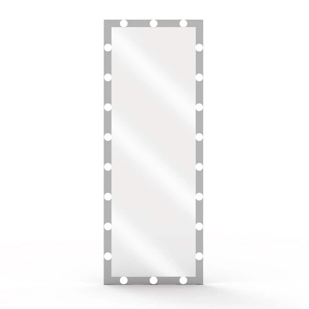 Hollywood Style 63 in. W x 24 in. H Rectangle Framed Silver Full