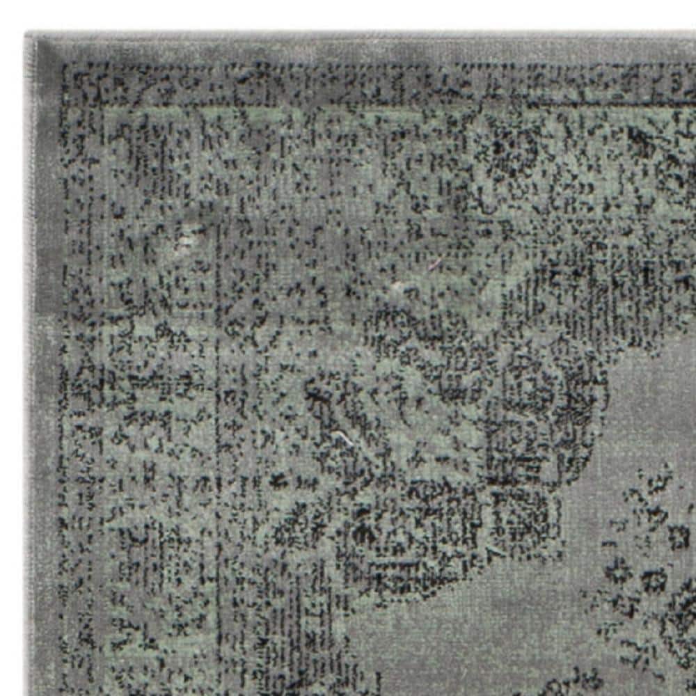 Vintage Gray and Multi Floral Viscose Runner Rug, 2'2" x 16'