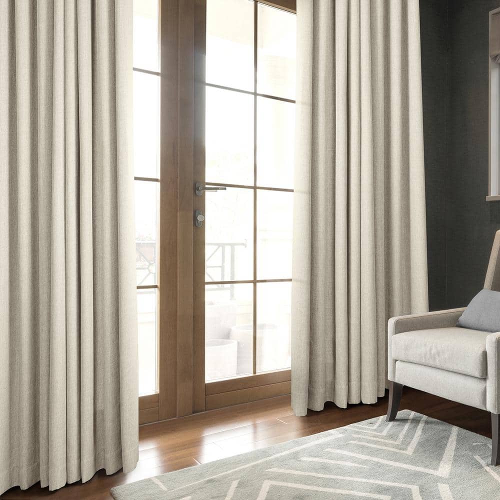 Parchment Cream Faux Linen Room Darkening Curtains 50" x 108"