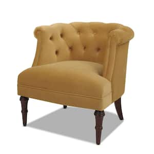 Katherine Traditional Gold Velvet Tufted Living Room Accent Arm Chair