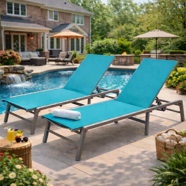 KOZYARD 2-Packs Outdoor Lounge Chair Foldable Lounge Chair with 5
