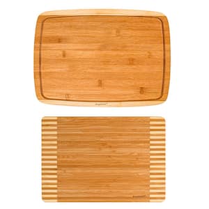 2-Piece Rectangular Bamboo Cutting Boards, 2-tone Stripe