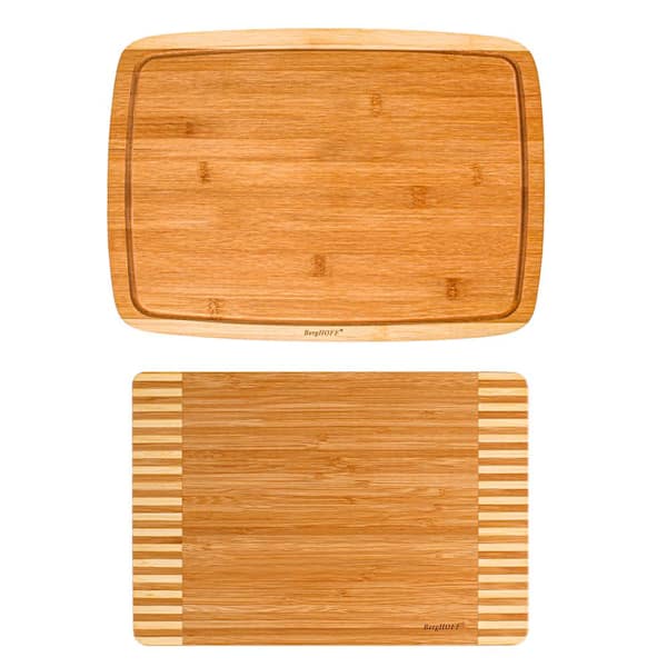 BergHOFF 2-Piece Rectangular Bamboo Cutting Boards, 2-tone Stripe