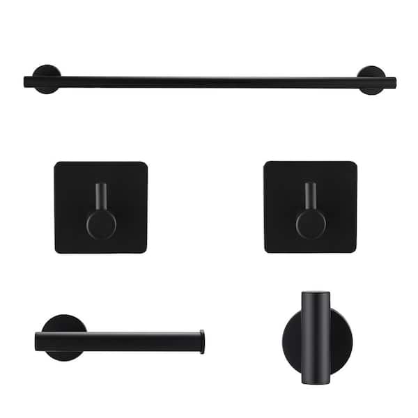 Minimalist 5-Piece Bath Hardware Set with Mounting Hardware in Brushed Nickel, Robe Hook and Towel Hook