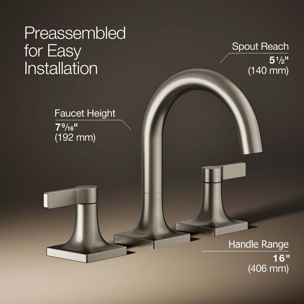 Venza Brushed Nickel Widespread Bathroom Sink Faucet with Lever Handles