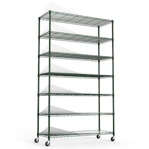 48.00 in. W Green 7-Tier Metal Pantry Organizer, Adjustable Metal Storage Shelves with Wheels