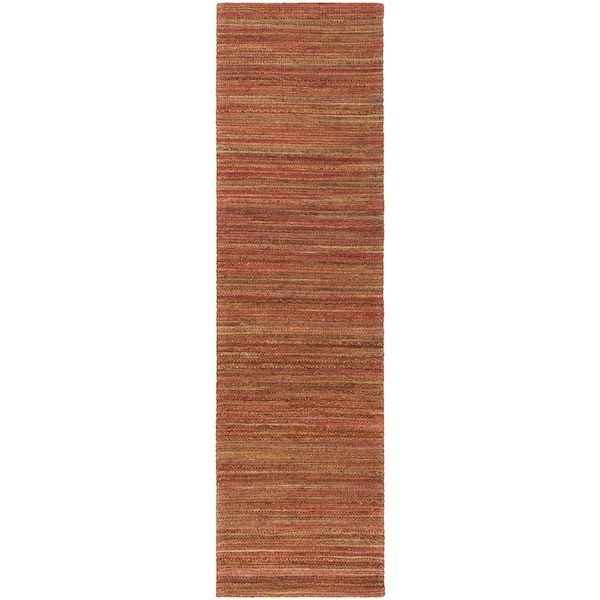 Cape Cod 2 ft. x 10 ft. Rust Solid Color Striped Runner Rug