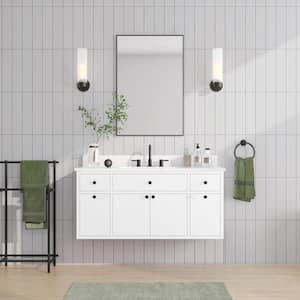 Paisley 48 in. W x 22 in. D x 35 in. H Single Sink Bath Vanity in White with Cala White Engineered Stone Top