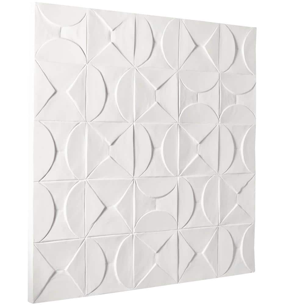 White Geometric Wood Square Wall Art Decor