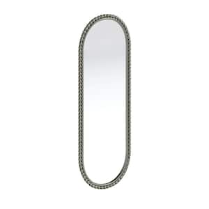 Silver 16 in. W x 48 in. H Oval Retro Mirror, Antique Effect, Wall Hanging Mirror