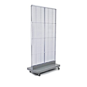 60 in. H x 32 in. W 2-Sided Double Pegboard Floor Display On Wheeled Base in Clear