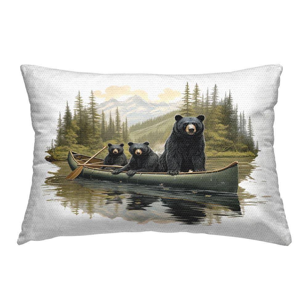 Canoeing Bears on Lake Outdoor Printed Throw Pillow by Jim Baldwin price history on PriceWatchPro