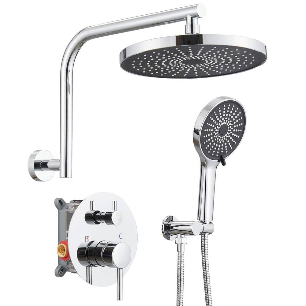 Round Single Handle 2-Spray Shower Faucet 2.5 Gpm with Pressure Balance in Polished Chrome (Valve Included) price history on PriceWatchPro