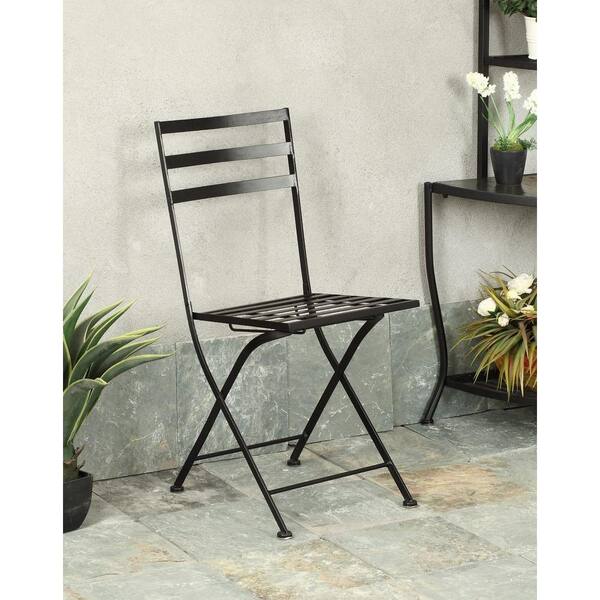 4D Concepts Black Metal Foldable Folding Chair (Set of 2)