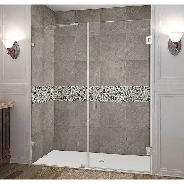 Aston Nautis 65 in. x 72 in. Completely Frameless Hinged Shower Door in Chrome