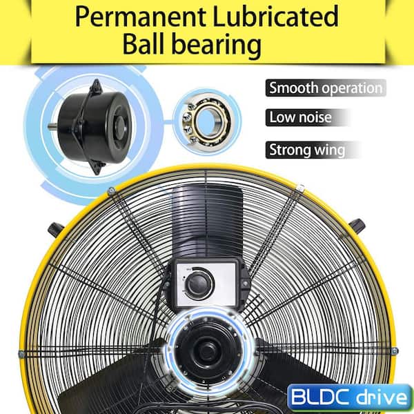HICFM 30 in. Yellow Heavy Duty Barrel Drum Fan, 13300 CFM, DC Brushless Motor, UL Listed, Workshop and Garage Use