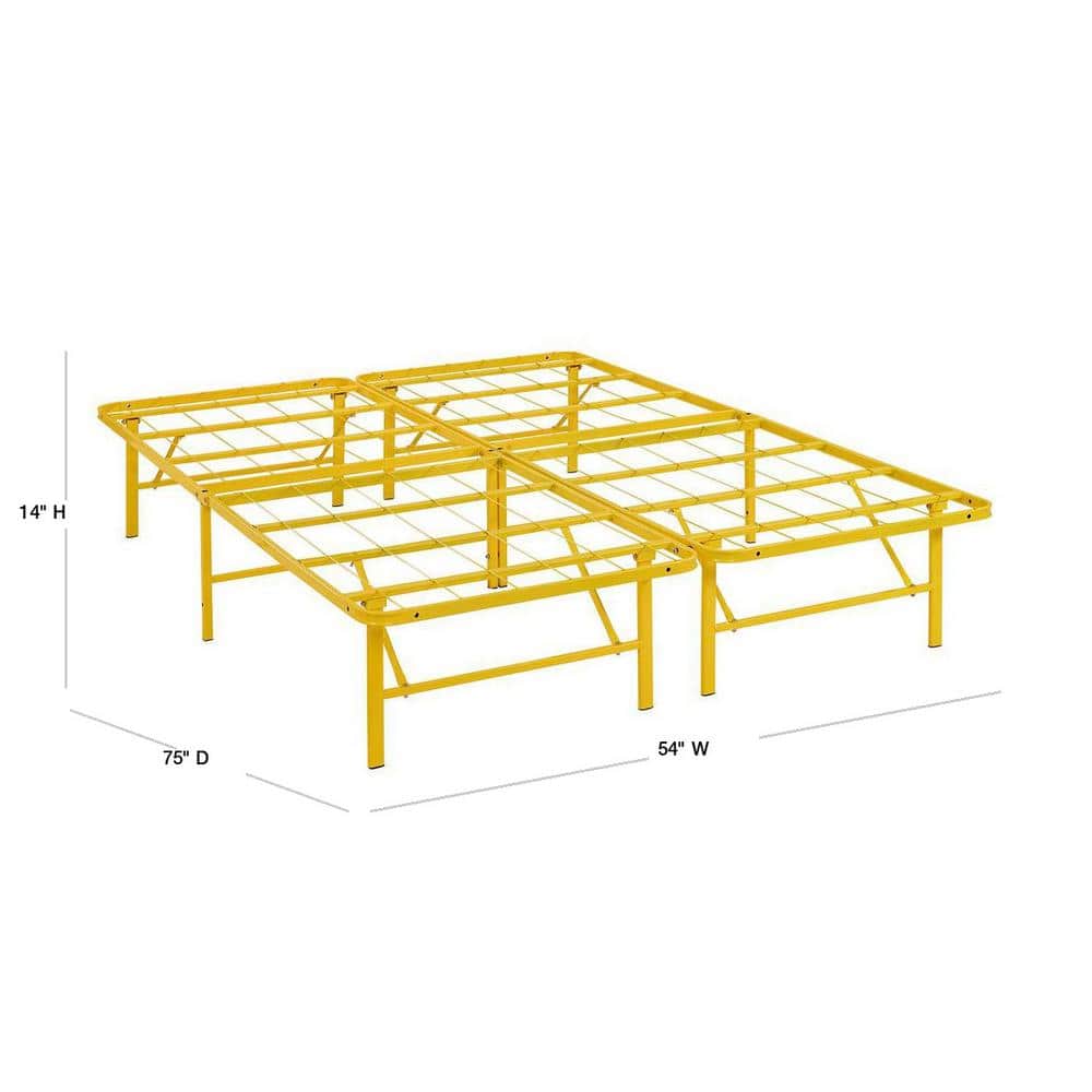 Horizon Full Yellow Stainless Steel Metal Bed Frame with Slats