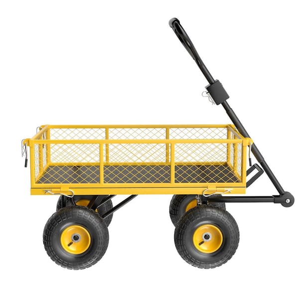 2.7 cu. ft Metal Garden Cart Heavy Duty Garden Wagon Yard Dump Wagon with Utility Liner