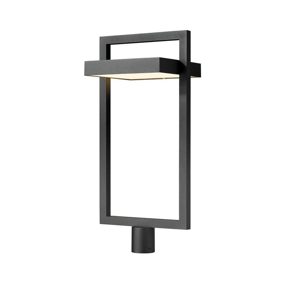 Luttrel 1-Light 30.5 in. Black Aluminum Hardwired Outdoor Post Light with R
