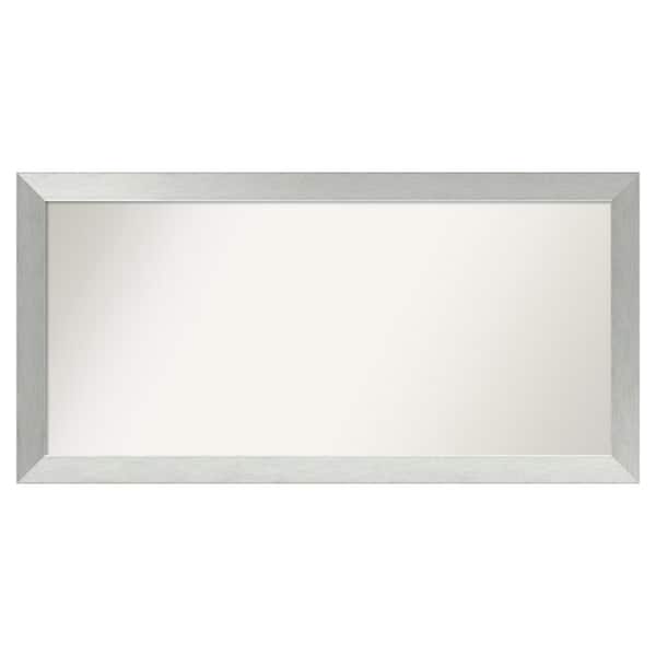 Amanti Art Brushed Sterling Silver 50 in. x 25 in. Custom Non-Beveled Wood Framed Bathroom Vanity Wall Mirror