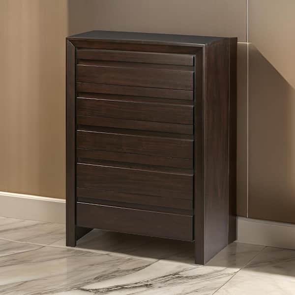 Benjara Brown 5-Drawers 36 in. Dresser Without Mirror