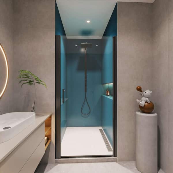 ZXDDMS 24-25in. W x 72 in. H Semi-Frameless Pivot Shower Door in