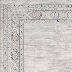 Carson Ivory/Grey 2 ft. 3 in. X 7 ft. 7 in. Bordered Indoor Area Rug