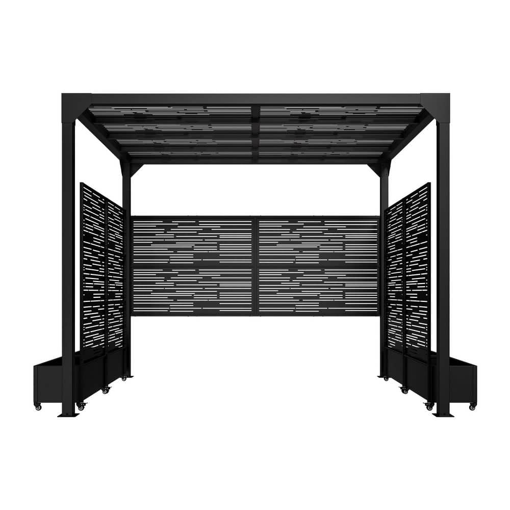 7.9 ft. x 9.8 ft. Black Outdoor Metal Pergola Hardtop Gazebo Tent for Patio With Planter Box - Patio Shade Structure price history on PriceWatchPro
