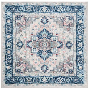 Brentwood Light Gray/Blue 7 ft. x 7 ft. Square Geometric Area Rug