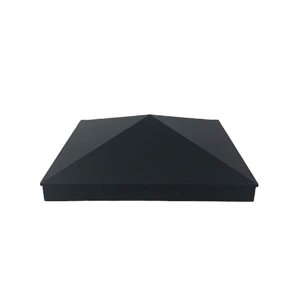 NUVO IRON 5 in. x 5 in. Black Aluminum Ornamental Pyramid Post Cap
