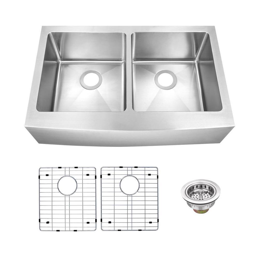 CHESHIRE 33 in. Farmhouse Apron Front Undermount 50/50 Double Bowl