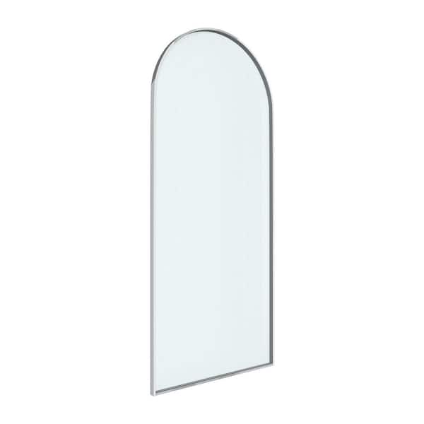 34 in. W x 78 in. H x 1.5 in. D Arched Framed Fixed Panel Shower Door in Chrome with Clear Fluted Glass