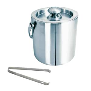 Brushed Stainless Steel Ice Bucket with Tongs