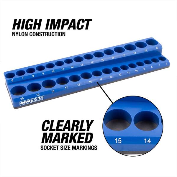 3 Piece Magnetic Socket Tray Set-Blue, Metric 22486 - The Home Depot