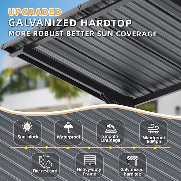 AECOJOY 20 ft. x 8 ft. Metal Outdoor Lean to Wall-Mounted Hardtop