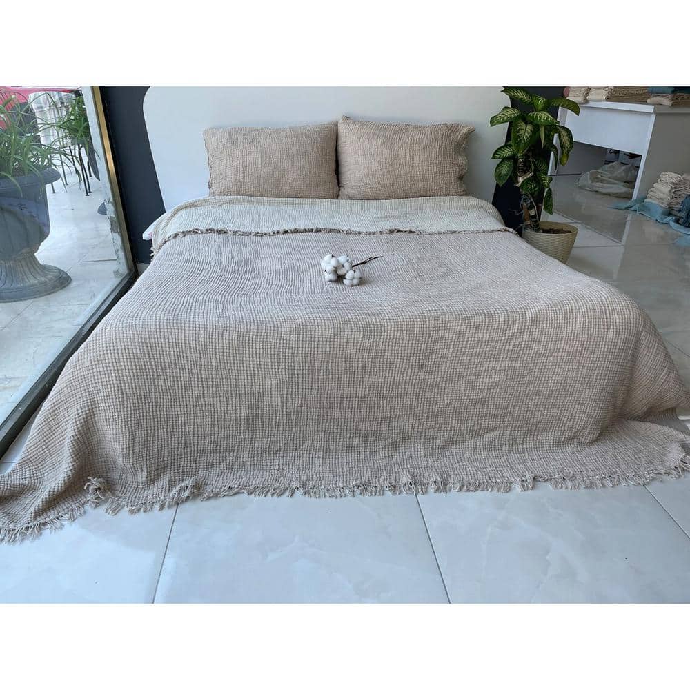 Mink Reversible Organic Cotton Queen Bedspread Set