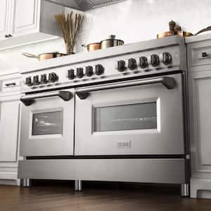 60 in. 9 Burner Double Oven Dual Fuel Range with Brass Burners in Stainless Steel